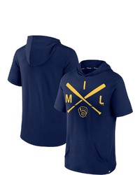 FANATICS Branded Navy Milwaukee Brewers Iconic Rebel Short Sleeve Pullover Hoodie At Nordstrom