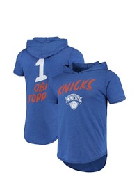 FANATICS Branded Obi Toppin Blue New York Knicks Nba Tri Blend Hoodie T Shirt