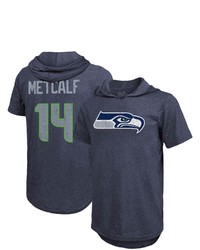 Majestic Threads Fanatics Branded Dk Metcalf College Navy Seattle Seahawks Player Name Number Tri Blend Hoodie T Shirt