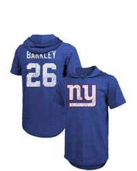 Majestic Threads Fanatics Branded Saquon Barkley Royal New York Giants Player Name Number Tri Blend Hoodie T Shirt