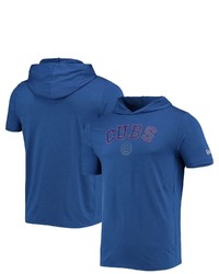 New Era Heathered Royal Chicago Cubs Brushed Short Sleeve Pullover Hoodie