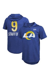 Majestic Threads Matthew Stafford Royal Los Angeles Rams Super Bowl Lvi Name Number Short Sleeve Hoodie T Shirt At Nordstrom