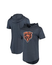 Majestic Threads Navy Chicago Bears Primary Logo Tri Blend Hoodie T Shirt