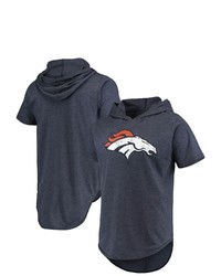 Majestic Threads Navy Denver Broncos Primary Logo Tri Blend Hoodie T Shirt