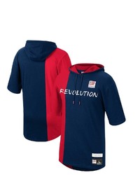 Mitchell & Ness Navyred New England Revolution Since 96 Split Color Short Sleeve Hoodie