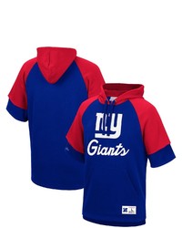 Mitchell & Ness Royal New York Giants Home Advantage Raglan Short Sleeve Pullover Hoodie At Nordstrom