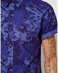 Asos Bleachout Print Shirt In Short Sleeve