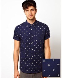 Asos Shirt In Short Sleeve With Ditsy Print