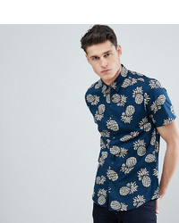 Burton Menswear Big Tall Regular Fit Shirt With Pineapple Print In Navy