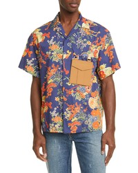 Palm Angels Blooming Short Sleeve Button Up Shirt