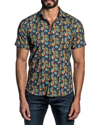 Jared Lang Cactus Print Short Sleeve Button Up Shirt