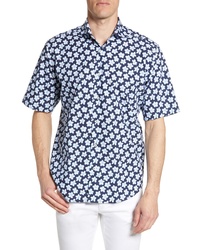 Bugatchi Classic Fit Floral Print Short Sleeve Button Up Shirt