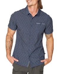 7 Diamonds Cube Short Sleeve Button Up Shirt In Navy At Nordstrom