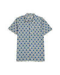 MAMI WATA Faces Loose Fit Short Sleeve Cotton Button Up Shirt