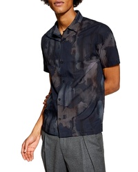 Topman Floral Print Revere Shirt