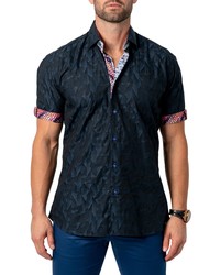 Maceoo Galileo Abstracts Blue Short Sleeve Button Up Shirt At Nordstrom