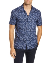 French Connection Hawaiian Leaf Slim Fit Camp Shirt