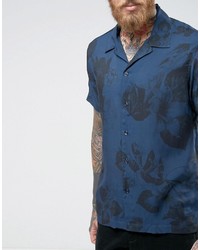 Selected Homme Short Sleeve Shirt With Floral Back Print