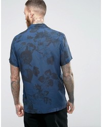 Selected Homme Short Sleeve Shirt With Floral Back Print