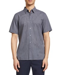 Theory Irving Metric Dot Print Short Sleeve Cotton Button Up Shirt