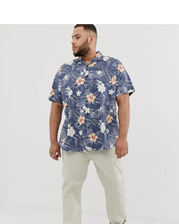 Duke King Size Revere Collar Shirt In Hawaiian Print