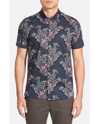 Ted Baker London Wisely Extra Trim Fit Short Sleeve Print Shirt