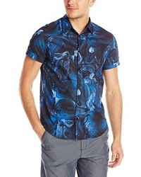 Calvin Klein Marbled Print Short Sleeve Woven Shirt