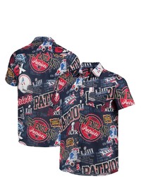 FOCO Navy New England Patriots Thematic Button Up Shirt