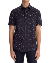 Bugatchi Ooohcotton Tech Short Sleeve Button Up Shirt In Navy At Nordstrom