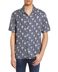 French Connection Palm Print Camp Shirt