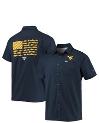 Columbia Pfg Navy West Virginia Mountaineers Slack Tide Camp Button Up Shirt At Nordstrom