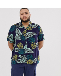 New Look Plus Revere Collar Shirt In Pineapple Print