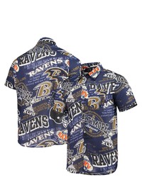 FOCO Purple Baltimore Ravens Thematic Button Up Shirt