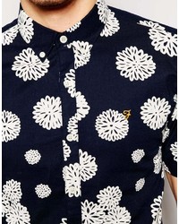 Farah Shirt With Floral Print Slim Fit Short Sleeves