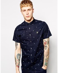 Lyle & Scott Shirt With Micro Square Print Short Sleeves
