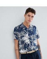 Jacamo Short Sleeve Revere Collar Shirt In Palm Print