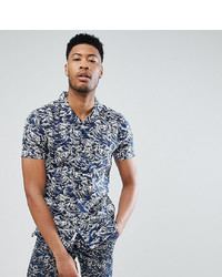 Bellfield Short Sleeve Revere Collar Shirt With Wave Print