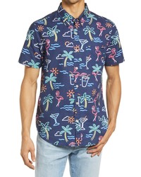 Chubbies The Neon Lights Stretch Short Sleeve Shirt In The One Man Wolfpack Poplin At Nordstrom