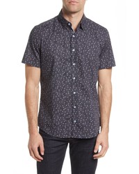 Stone Rose Trim Fit Short Sleeve Stretch Cotton Button Up Shirt In Navy At Nordstrom