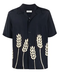 Sandro Wheat Print Short Sleeved Shirt