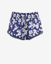 Paloma Blue Floral Print Silk Shorts