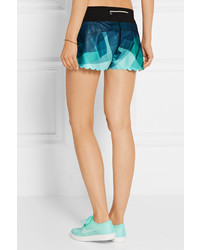 Monreal London Scalloped Printed Stretch Jersey Shorts Teal