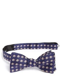 Navy Print Silk Bow-tie