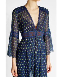 Anna Sui Printed Silk Dress With Embroidery