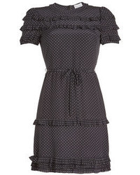 RED Valentino Printed Silk Dress With Ruffled Trims
