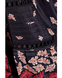 Sea Eloise Crochet Trimmed Printed Silk Crepe De Chine Maxi Dress Navy