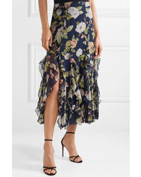 Alice + Olivia Uma Ruffled Med Silk Chiffon Maxi Skirt