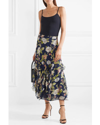 Alice + Olivia Uma Ruffled Med Silk Chiffon Maxi Skirt