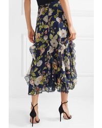 Alice + Olivia Uma Ruffled Med Silk Chiffon Maxi Skirt