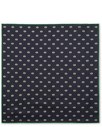 Gucci Logo Print Silk Twill Pocket Square